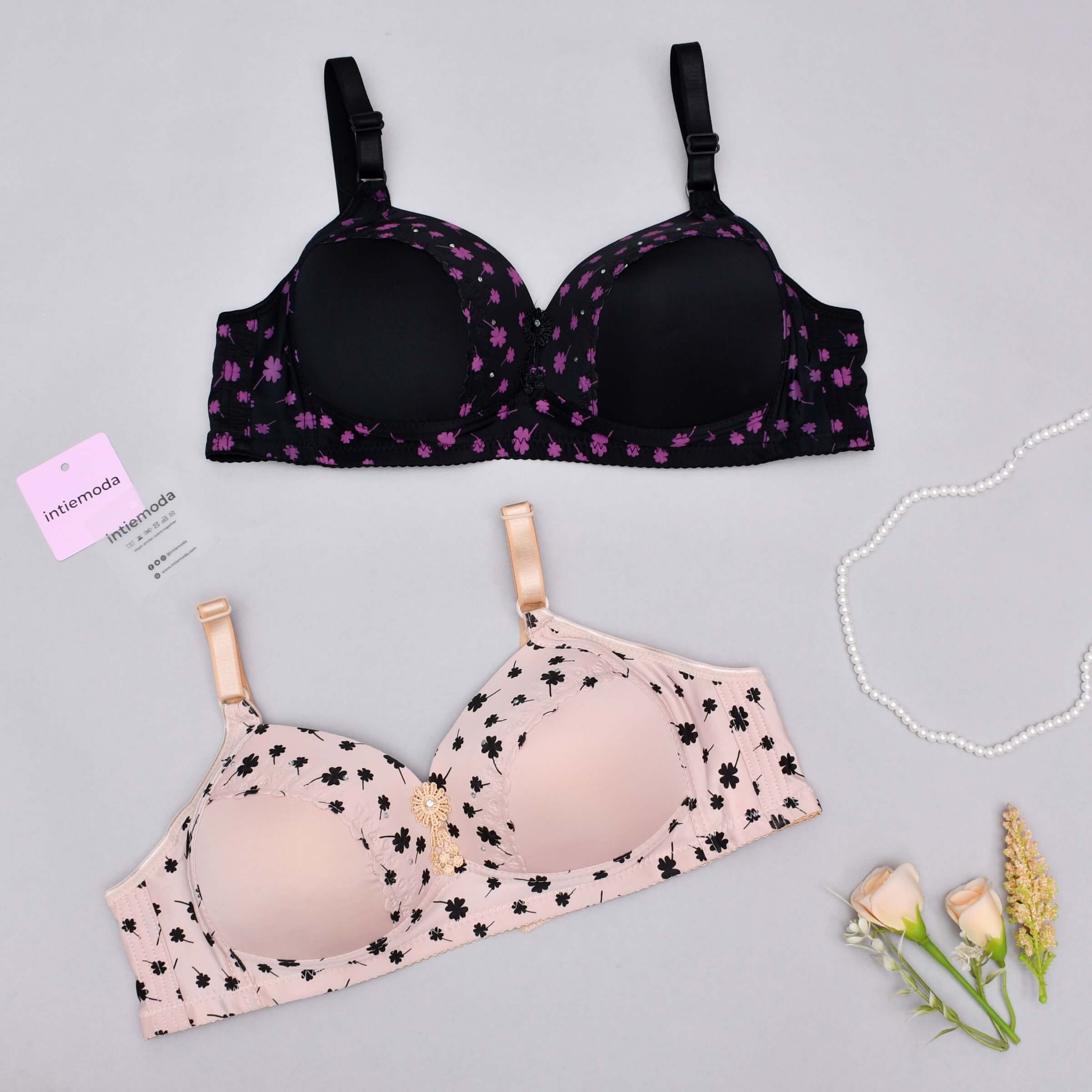 floral garden push-up wire-free bra
