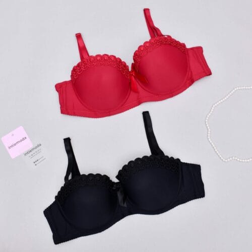 underwire, half cup and adjustable strap